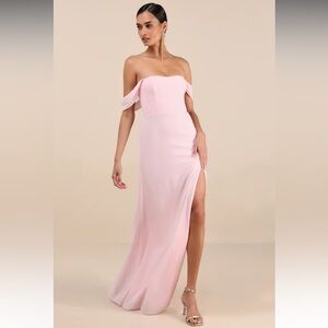 NWT- Magical Magnetism Light Pink Off-the-Shoulder Dress